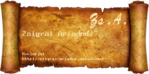 Zsigrai Ariadné névjegykártya